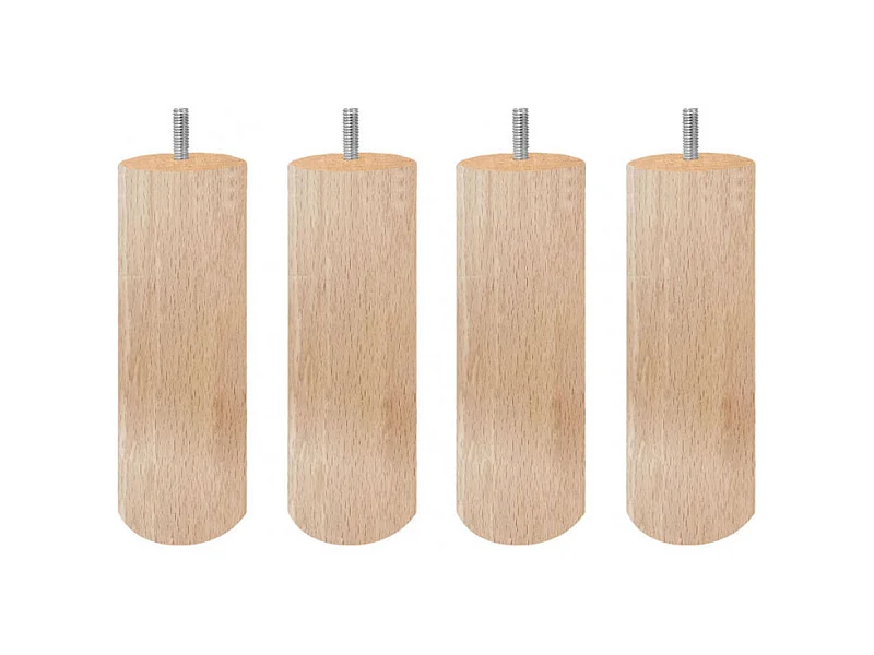 Lot de 4 pieds de meuble 15x5 rond en bois de hêtre - PIEDS DE LIT
