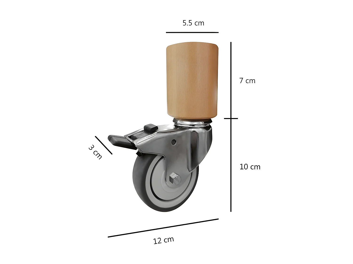 Lot 4 pieds de meuble en bois H.17 x D.6 et 2 roulettes - PIEDS DE LIT