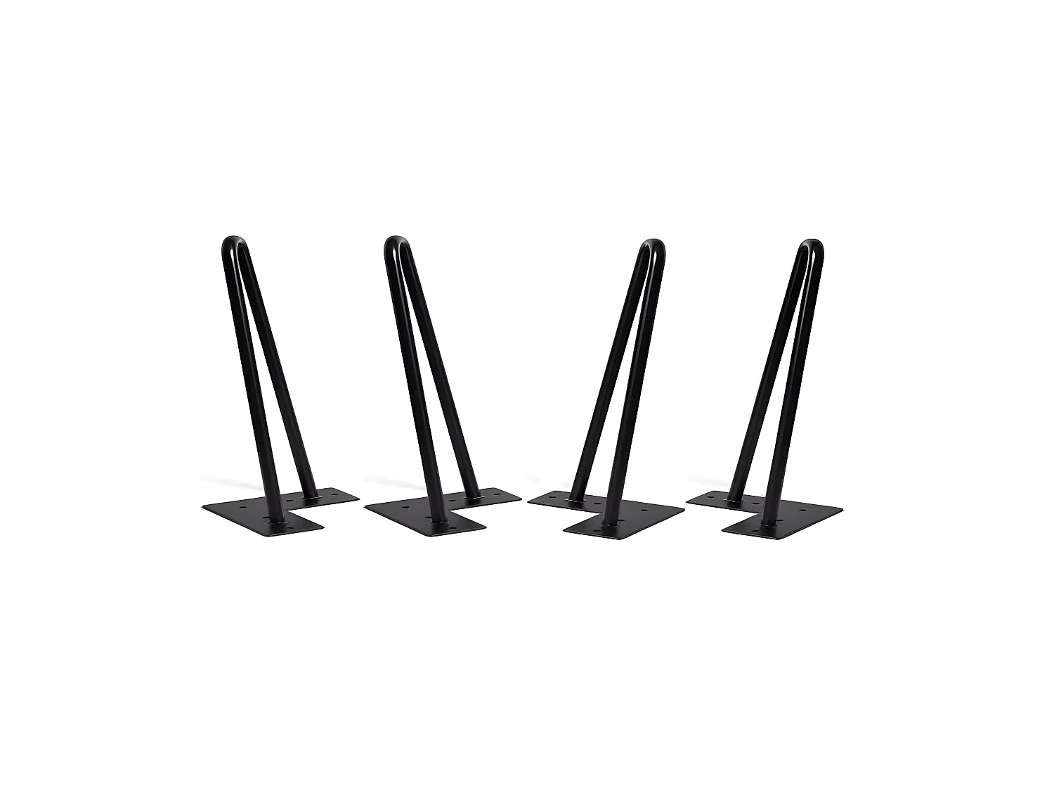 Lot de 4 pieds de meuble H.16 cm x L.12 cm filaire en métal noir mat