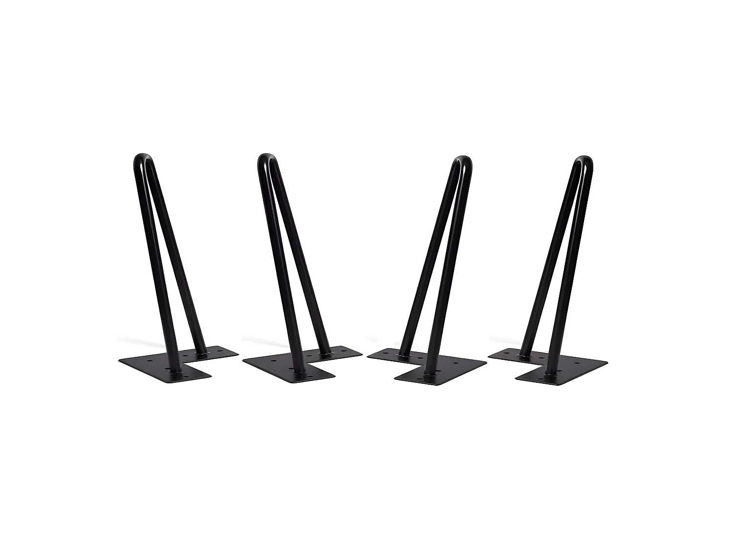 Lot de 4 pieds de meuble H.16 cm x L.12 cm filaire en métal noir mat