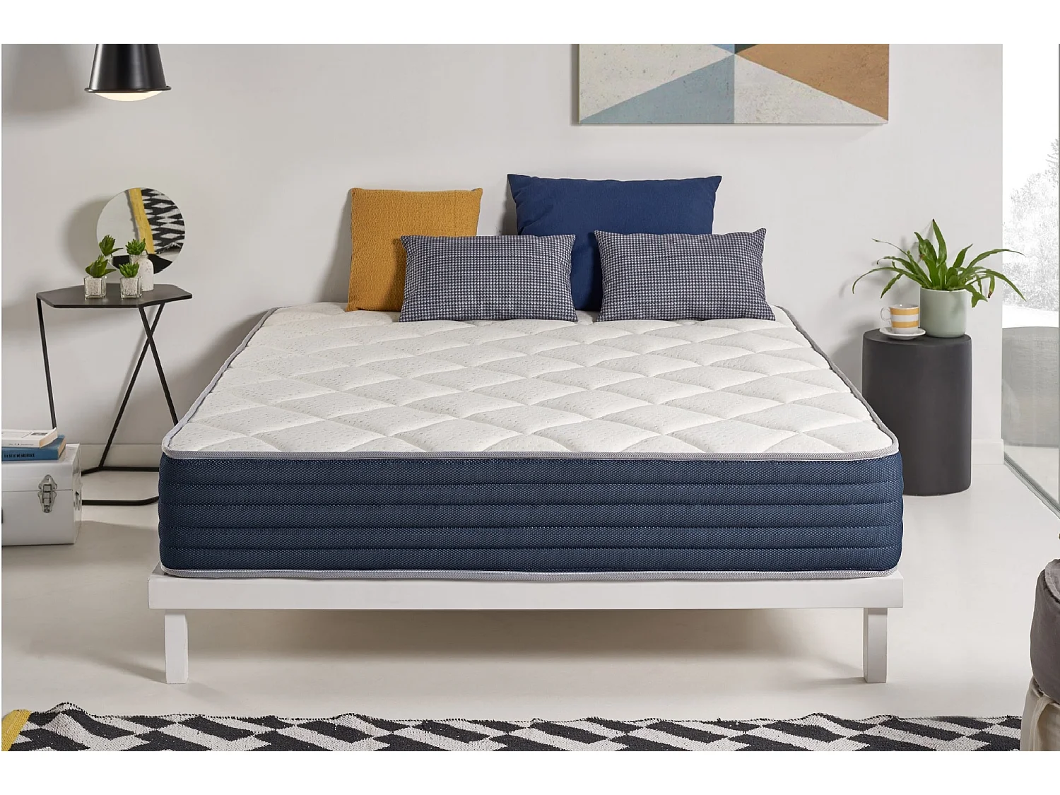 Naturalex - Matelas Sensoria 140x190 cm - Mousse à mémoire de forme HR - Soutien Blue Latex - Très Épais 25 cm, 7 Zones, Antibactérien - Réversible été, hiver