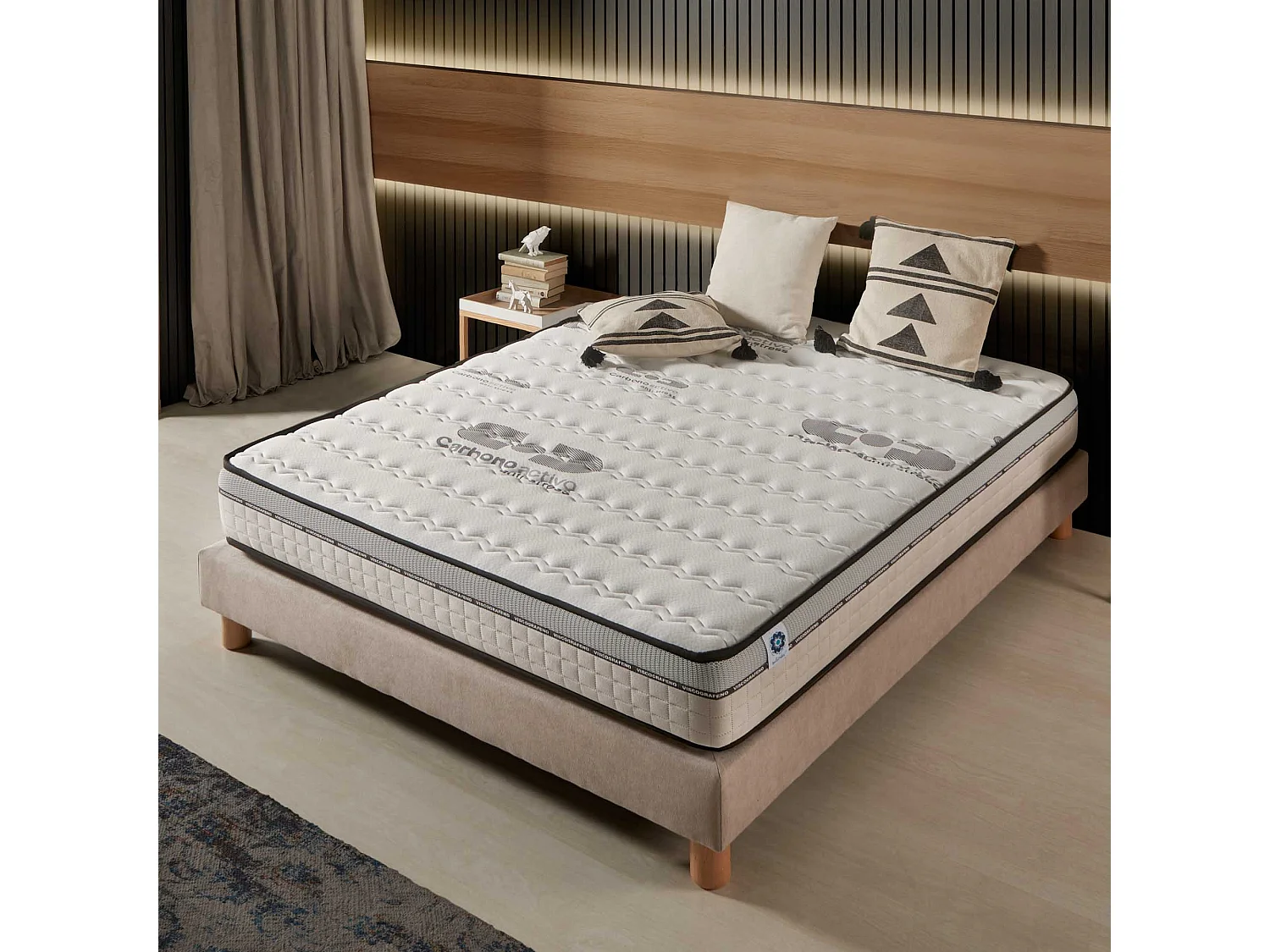 Naturalex - Matelas Visco-carbone 140x190 cm - Mousse HR - Soutien Blue Latex - Mémoire de forme, 7 zones de confort, Antistress, face été, hiver - Antibactérien
