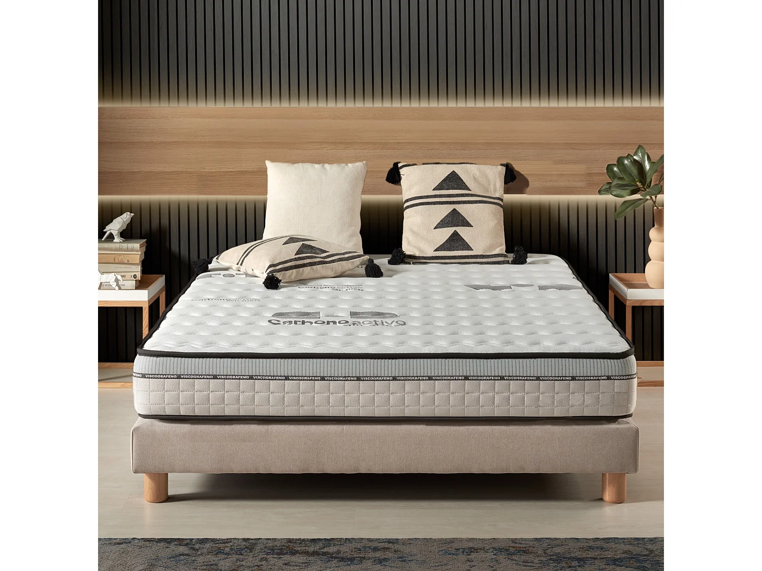 Naturalex - Matelas Visco-carbone 140x190 cm - Mousse HR - Soutien Blue Latex - Mémoire de forme, 7 zones de confort, Antistress, face été, hiver - Antibactérien