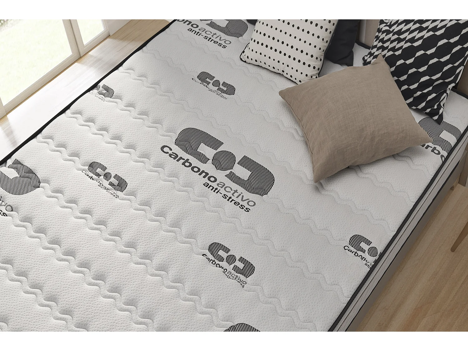 Naturalex - Matelas Visco-carbone 140x190 cm - Mousse HR - Soutien Blue Latex - Mémoire de forme, 7 zones de confort, Antistress, face été, hiver - Antibactérien