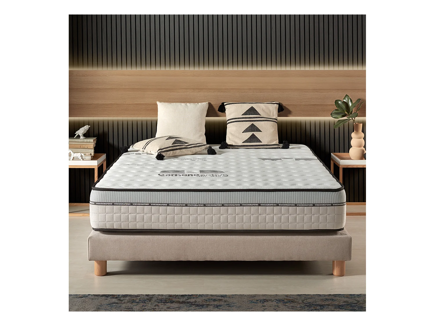Naturalex - Matelas Visco-carbone 90x190 cm - Mousse HR - Soutien Blue Latex - Très Épais 24 cm, Mémoire de forme, 7 zones, Antistress - Réversible été, hiver