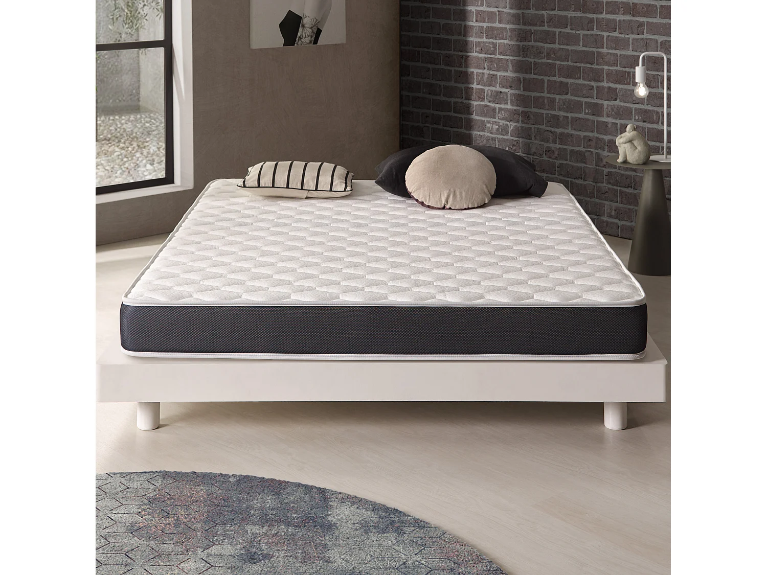 Naturalex - Matelas Ergolatex 90x190 cm - Multicouches HR - Blue Latex - Mousse à mémoire de forme, 7 zones, Athermique, Hypoallergénique - 2 faces été, hiver
