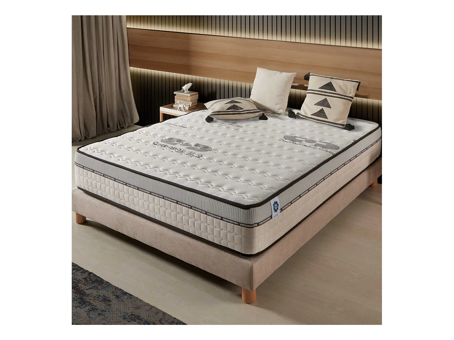 Naturalex - Matelas Visco-carbone 140x190 cm - Mousse HR - Soutien Blue Latex - Très Épais 30 cm, Mémoire de forme, 7 zones, Antistress - Réversible été, hiver