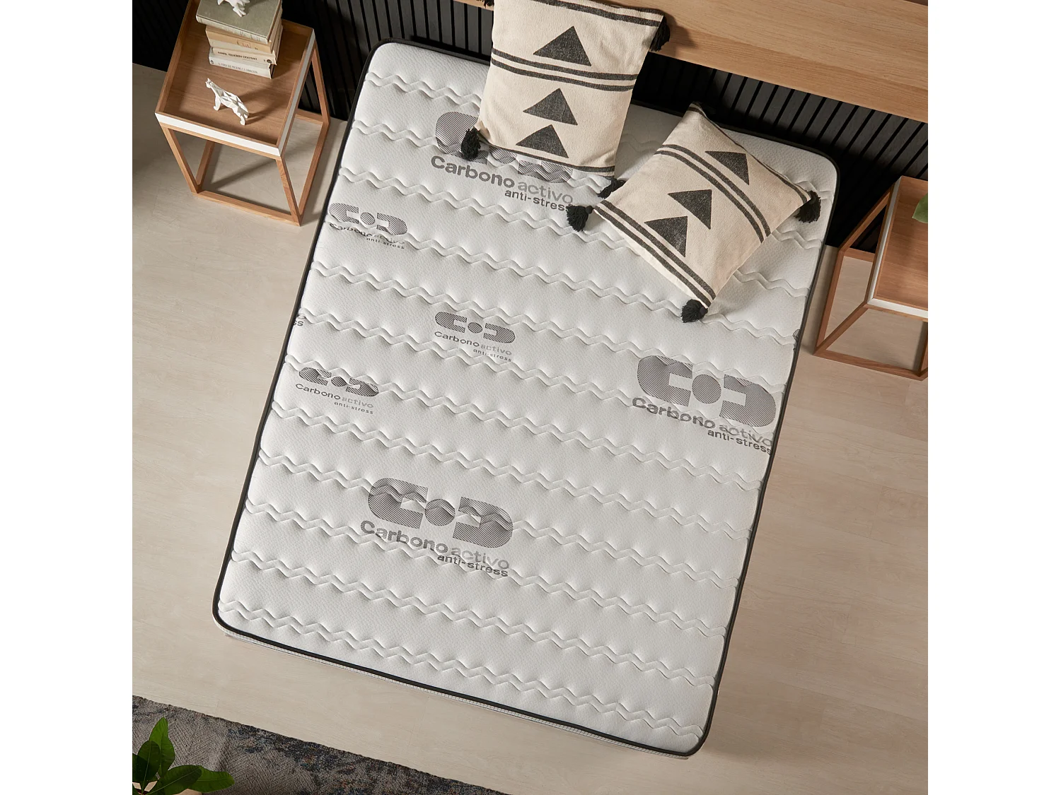 Naturalex - Matelas Visco-carbone 160x200 cm - Mousse HR - Soutien Blue Latex - Très Épais 24 cm, Mémoire de forme, 7 zones, Antistress - Réversible été, hiver