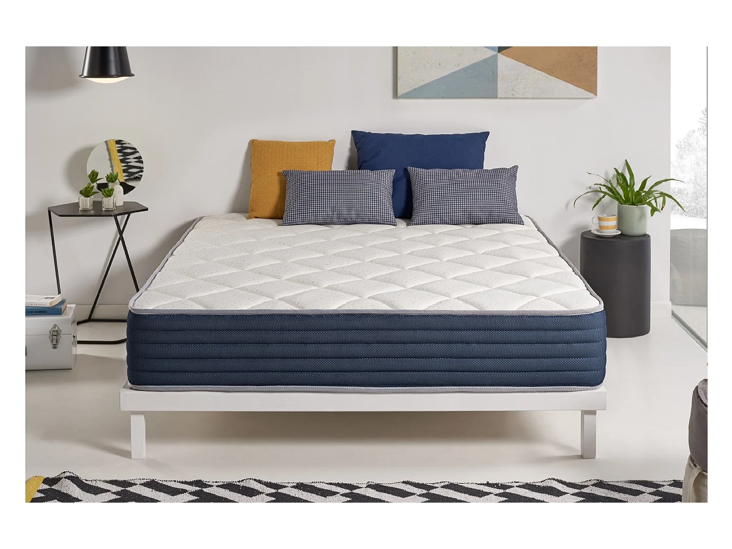 Naturalex - Matelas Sensoria 140x200 cm - Mousse à mémoire de forme HR - Soutien Blue Latex - Très Épais 25 cm, 7 Zones, Antibactérien - Réversible été, hiver