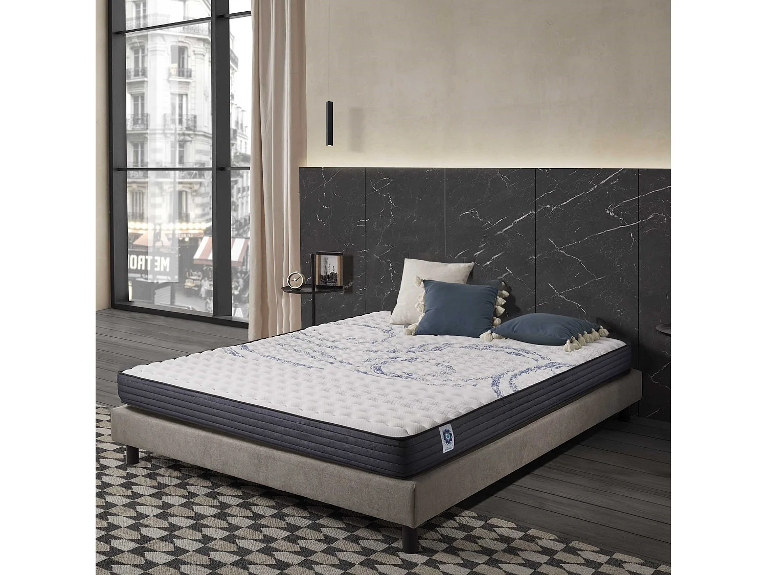 Naturalex - Matelas Perfectsleep 140x190 cm - Mousse HR - Accueil Blue Latex - Mémoire de forme, Parfait soutien, Confortable, 2 faces été, hiver- Antibactérien