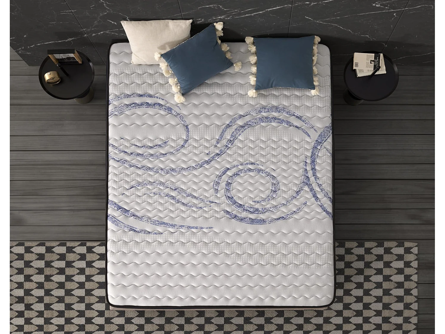Naturalex - Matelas Perfectsleep 140x190 cm - Mousse HR - Accueil Blue Latex - Mémoire de forme, Parfait soutien, Confortable, 2 faces été, hiver- Antibactérien