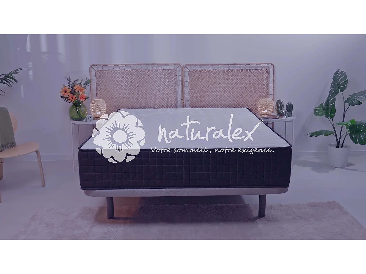 Naturalex - Matelas Titanium 140x190 cm - Mousse à mémoire de forme HR - Soutien Blue Latex - Très Épais 30 cm, 7 Zones, Antibactérien - Réversible été, hiver