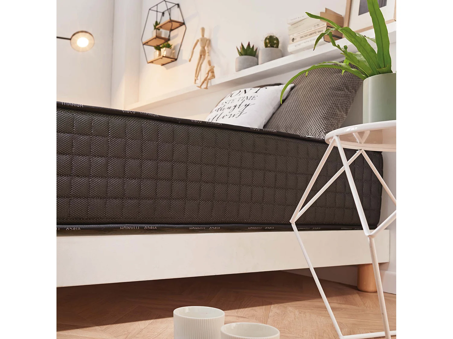Naturalex - Matelas Titanium 180x200 cm - Mousse à mémoire de forme HR - Soutien Blue Latex - Très Épais 24 cm, 7 Zones, Antibactérien - Réversible été, hiver