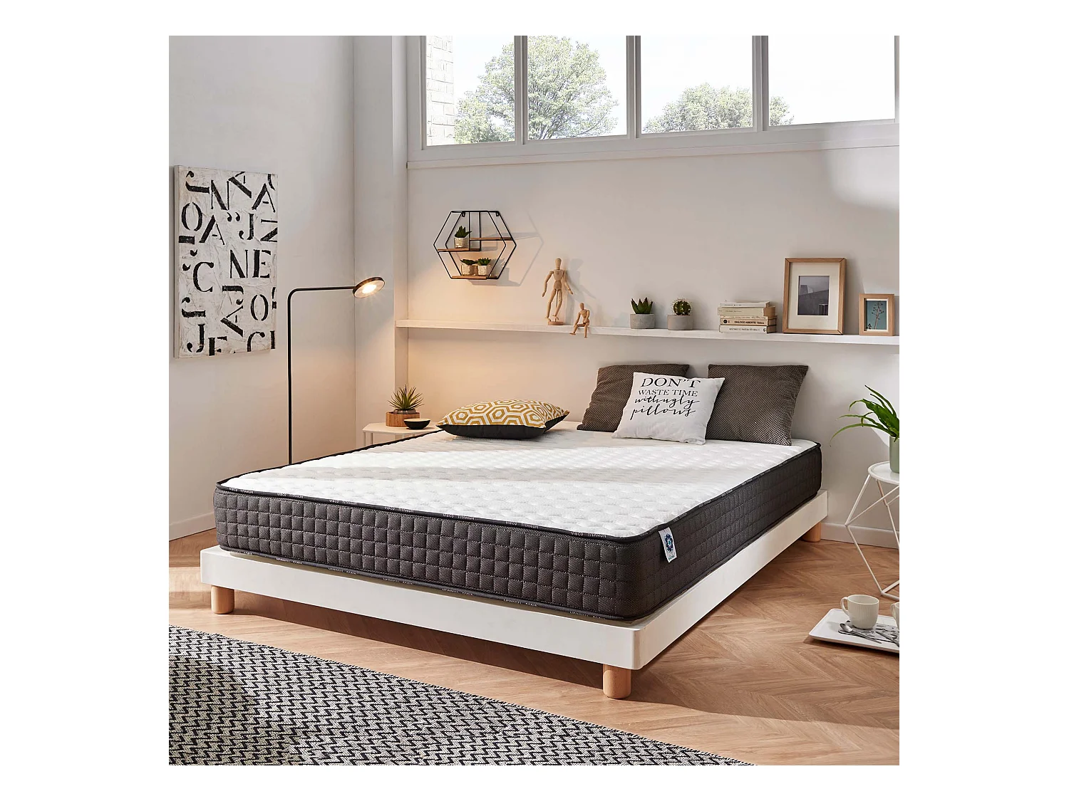 Naturalex - Matelas Titanium 160x200 cm - Mousse à mémoire de forme HR - Soutien Blue Latex - Très Épais 24 cm, 7 Zones, Antibactérien - Réversible été, hiver