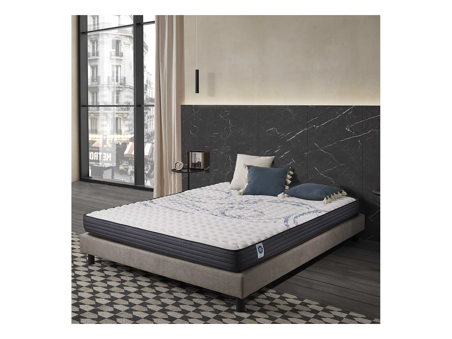 Naturalex - Matelas Perfectsleep 90x190 cm - Mousse HR - Accueil Blue Latex - Mémoire de forme, Parfait soutien, Confortable, 2 faces été, hiver- Antibactérien