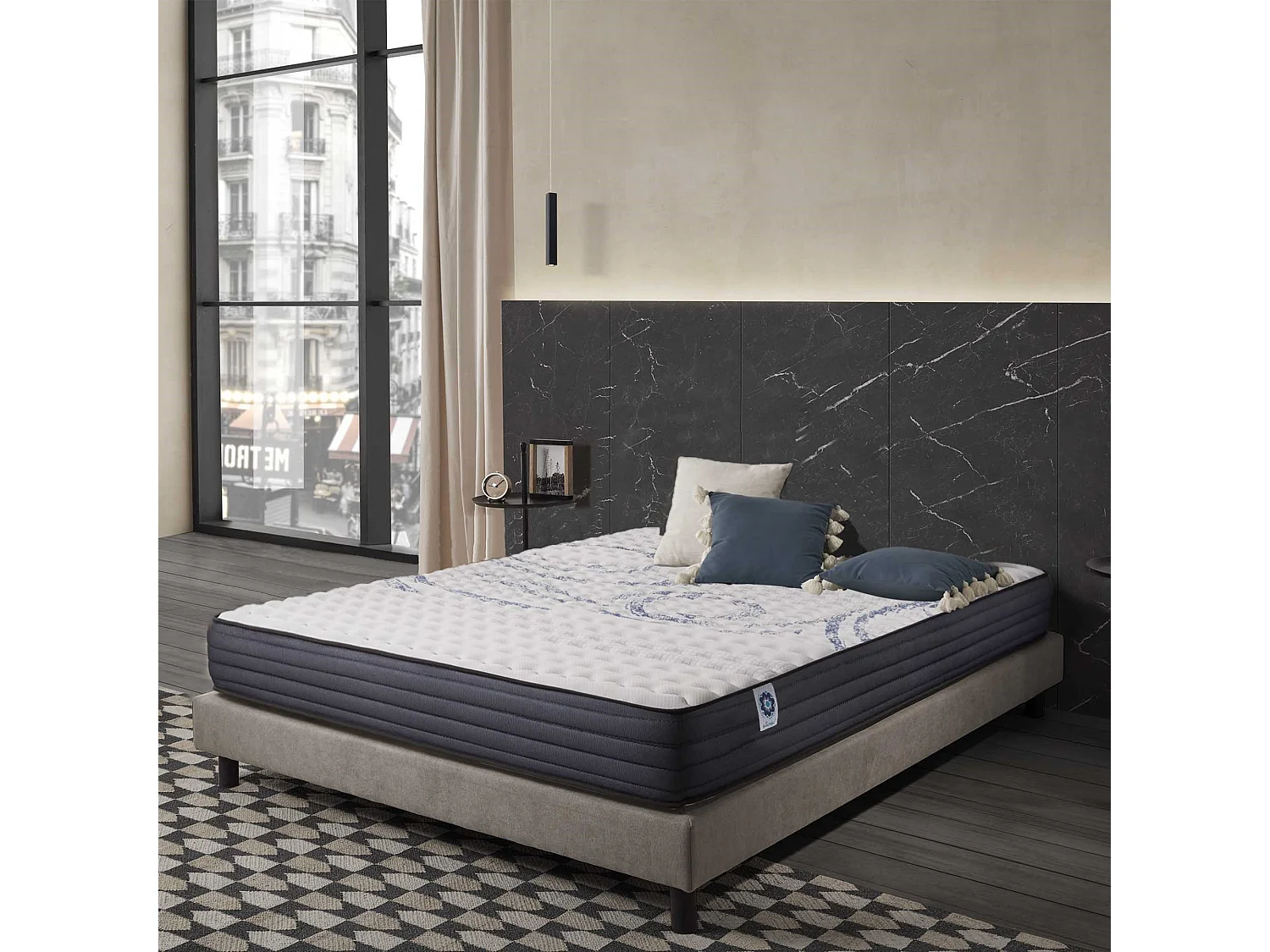 Naturalex - Matelas Perfectsleep 135x190 cm - Mousse HR - Accueil Blue Latex - Mémoire de forme, Parfait soutien, Confortable, 2 faces été, hiver- Antibactérien