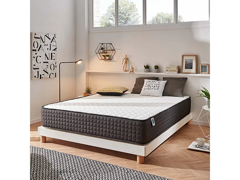 Naturalex - Matelas Titanium 160x200 cm - Mousse à mémoire de forme HR - Soutien Blue Latex - Très Épais 30 cm, 7 Zones, Antibactérien - Réversible été, hiver
