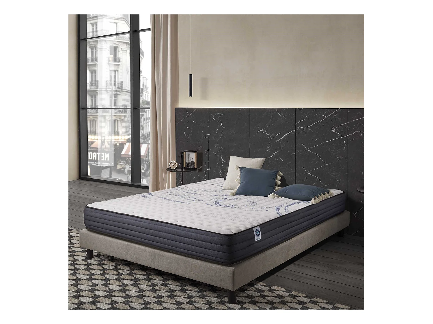 Naturalex - Matelas Perfectsleep 80x190 cm - Mousse HR - Accueil Blue Latex - Mémoire de forme, Parfait soutien, Confortable, 2 faces été, hiver- Antibactérien