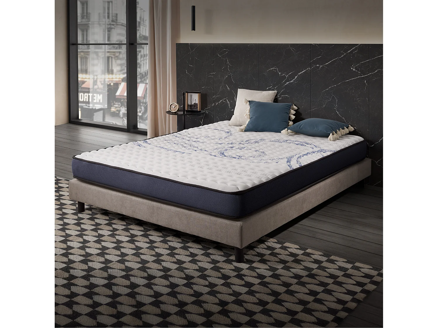 Naturalex - Matelas Perfectsleep 135x190 cm - Mousse HR - Accueil Blue Latex - Mémoire de forme, Parfait soutien, Confortable, 2 faces été, hiver- Antibactérien
