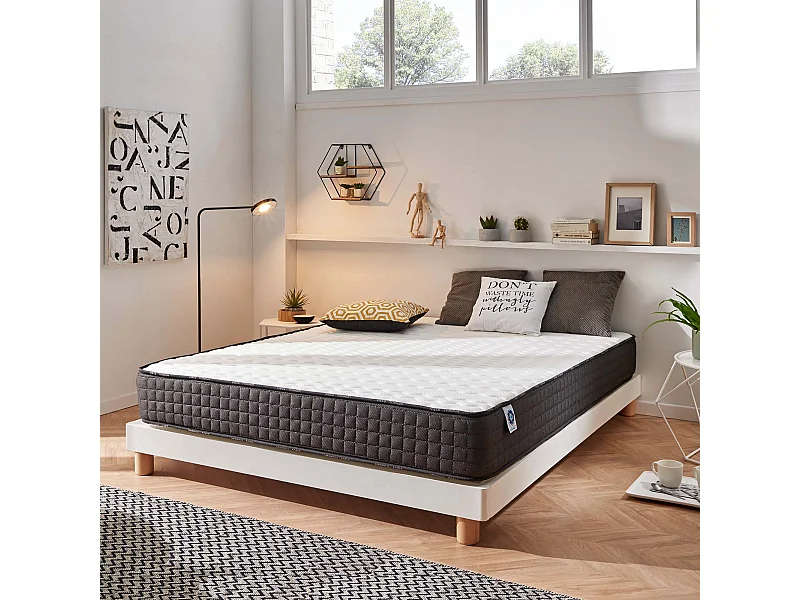 Naturalex - Matelas Titanium 90x190 cm - Mousse à mémoire de forme HR - Soutien Blue Latex - Très Épais 24 cm, 7 Zones, Antibactérien - Réversible été, hiver