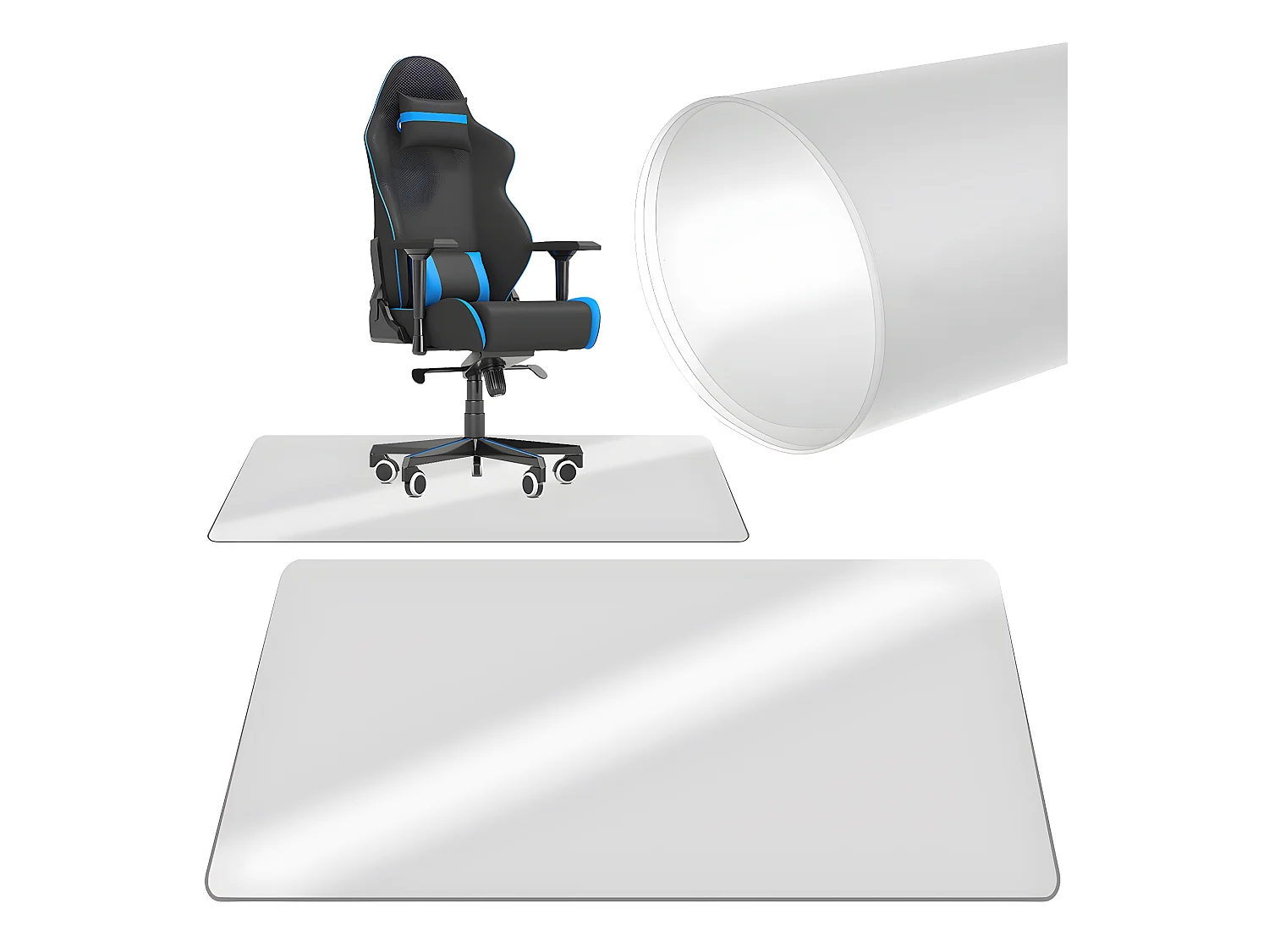Tapis de protection pour sol chaise de bureau transparent 100x140cm