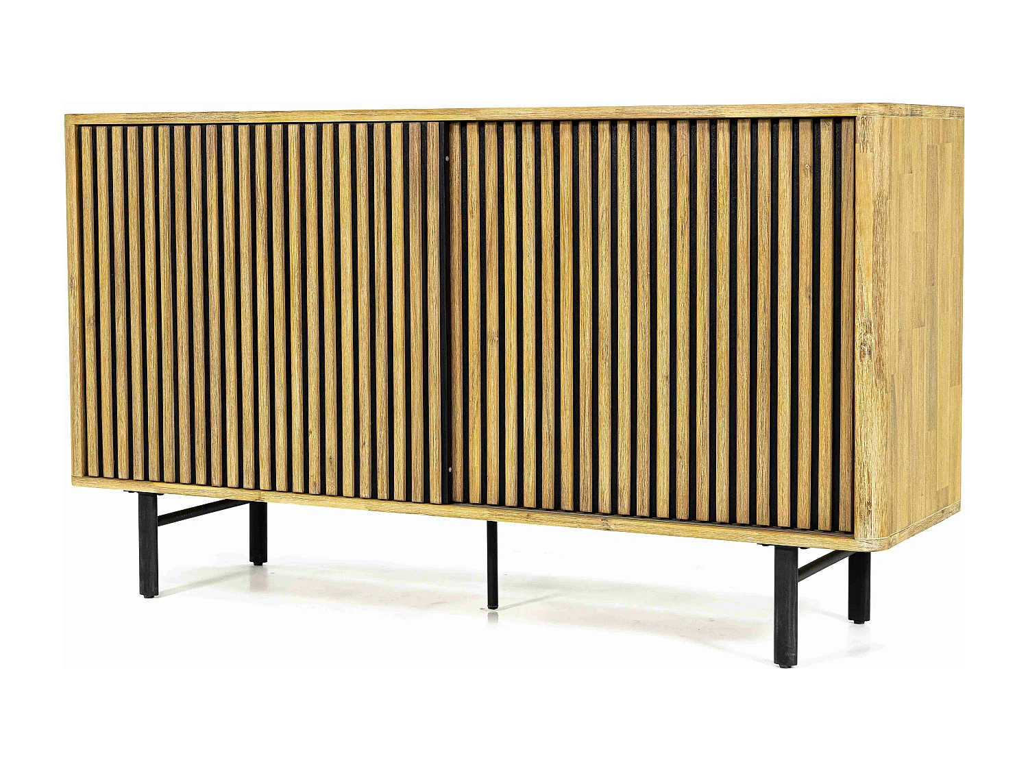 Ibiza buffet en bois d'acacia - 2 portes coulissantes - 2 étagères - Style industriel - l160