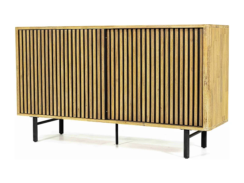 Ibiza buffet en bois d'acacia - 2 portes coulissantes - 2 étagères - Style industriel - l160