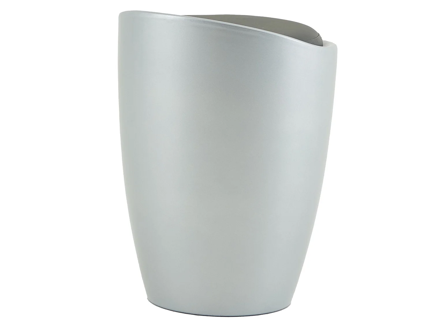 Tabouret DANIEL pouf rond coffre de rangement panier à linge siège avec assise rembourrée gris, structure en plastique gris