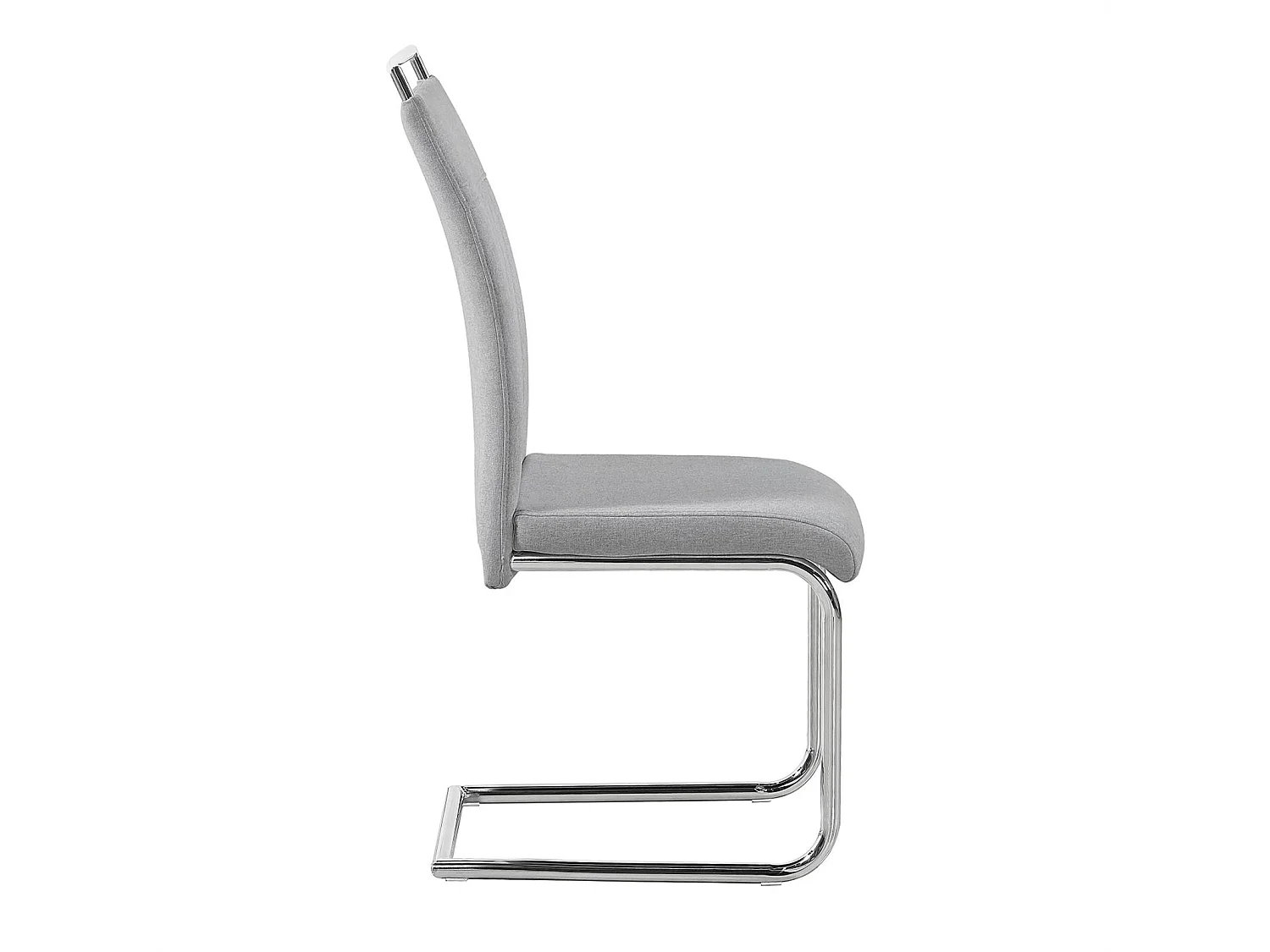 Lot de 4 chaises de salle à manger ou cuisine ERICA avec assise rembourrée poignée et piètement chromé, revêtement tissu gris clair