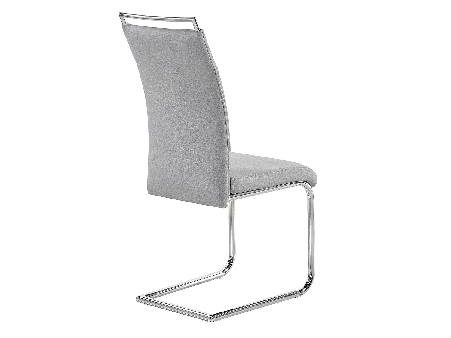 Lot de 4 chaises de salle à manger ou cuisine ERICA avec assise rembourrée poignée et piètement chromé, revêtement tissu gris clair