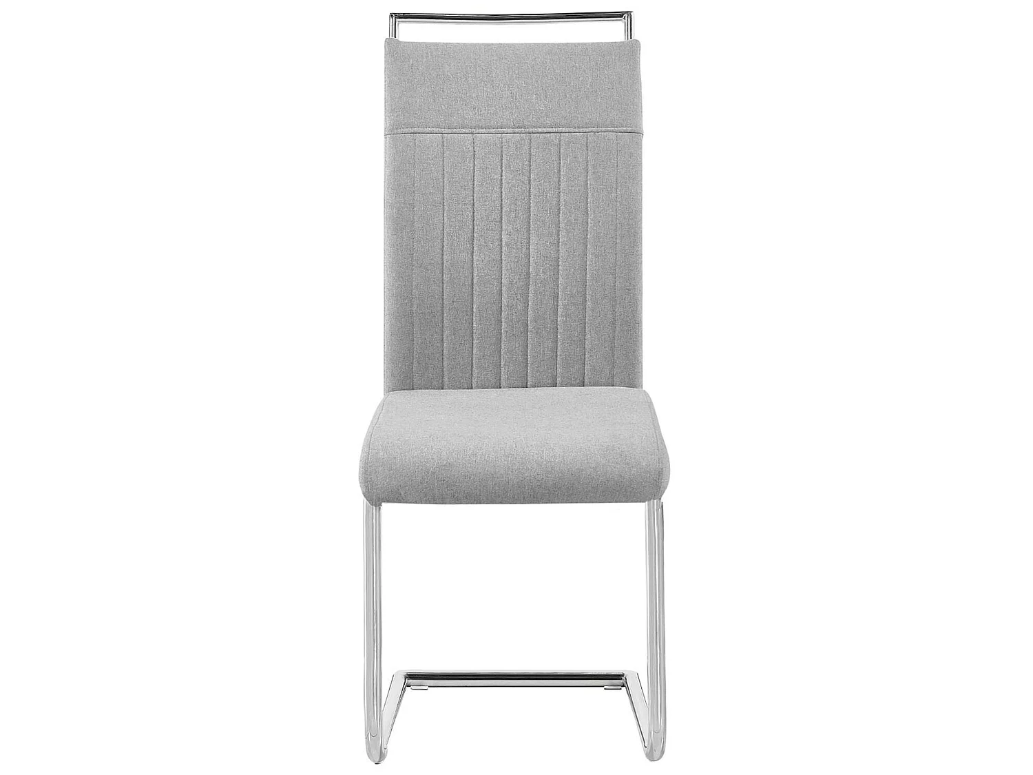 Lot de 4 chaises de salle à manger ou cuisine ERICA avec assise rembourrée poignée et piètement chromé, revêtement tissu gris clair