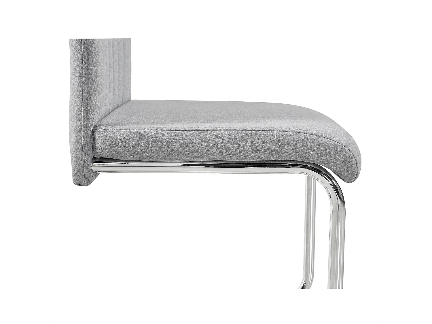 Lot de 4 chaises de salle à manger ou cuisine ERICA avec assise rembourrée poignée et piètement chromé, revêtement tissu gris clair