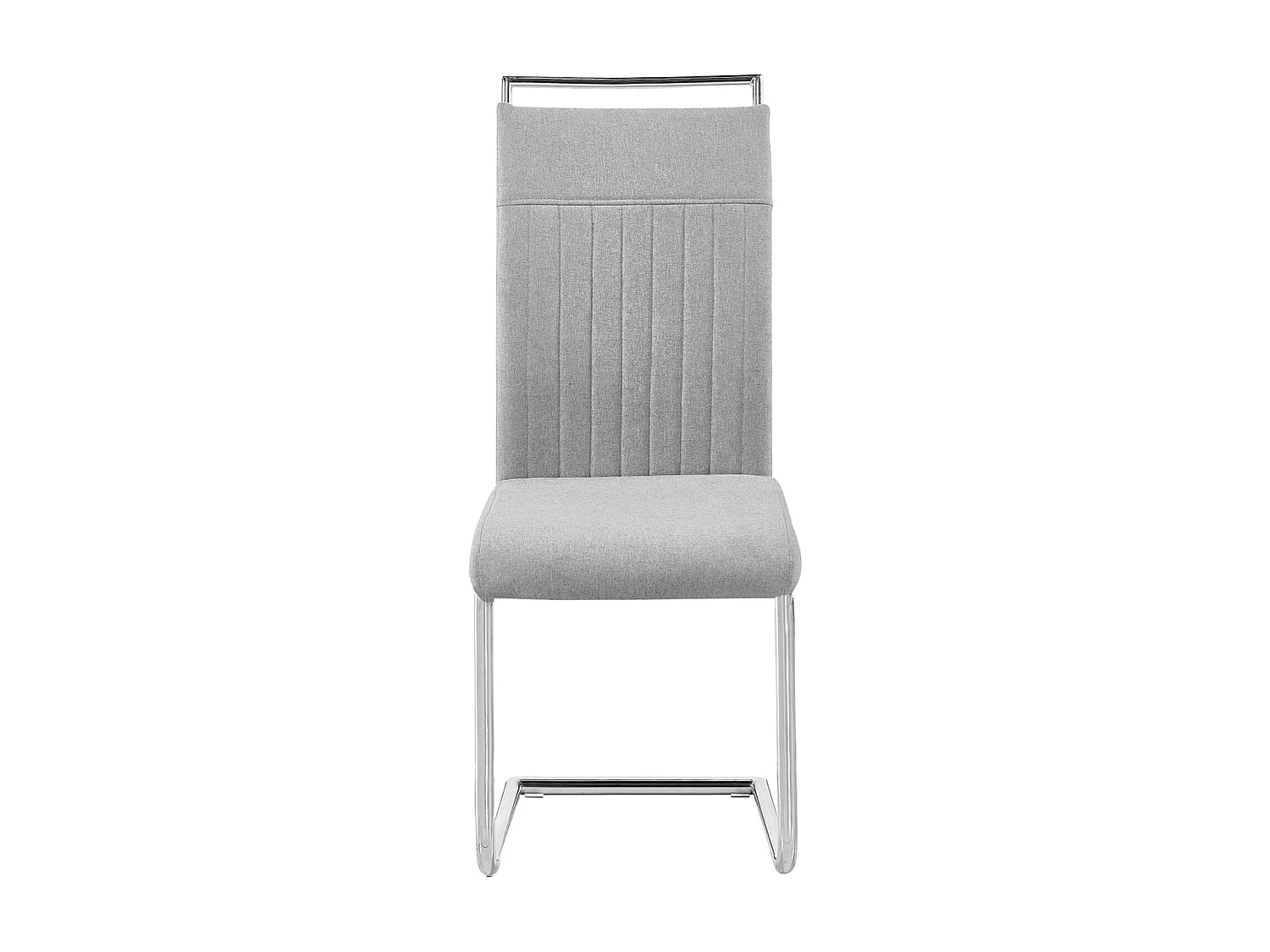 Lot de 4 chaises de salle à manger ou cuisine ERICA avec assise rembourrée poignée et piètement chromé, revêtement tissu gris clair