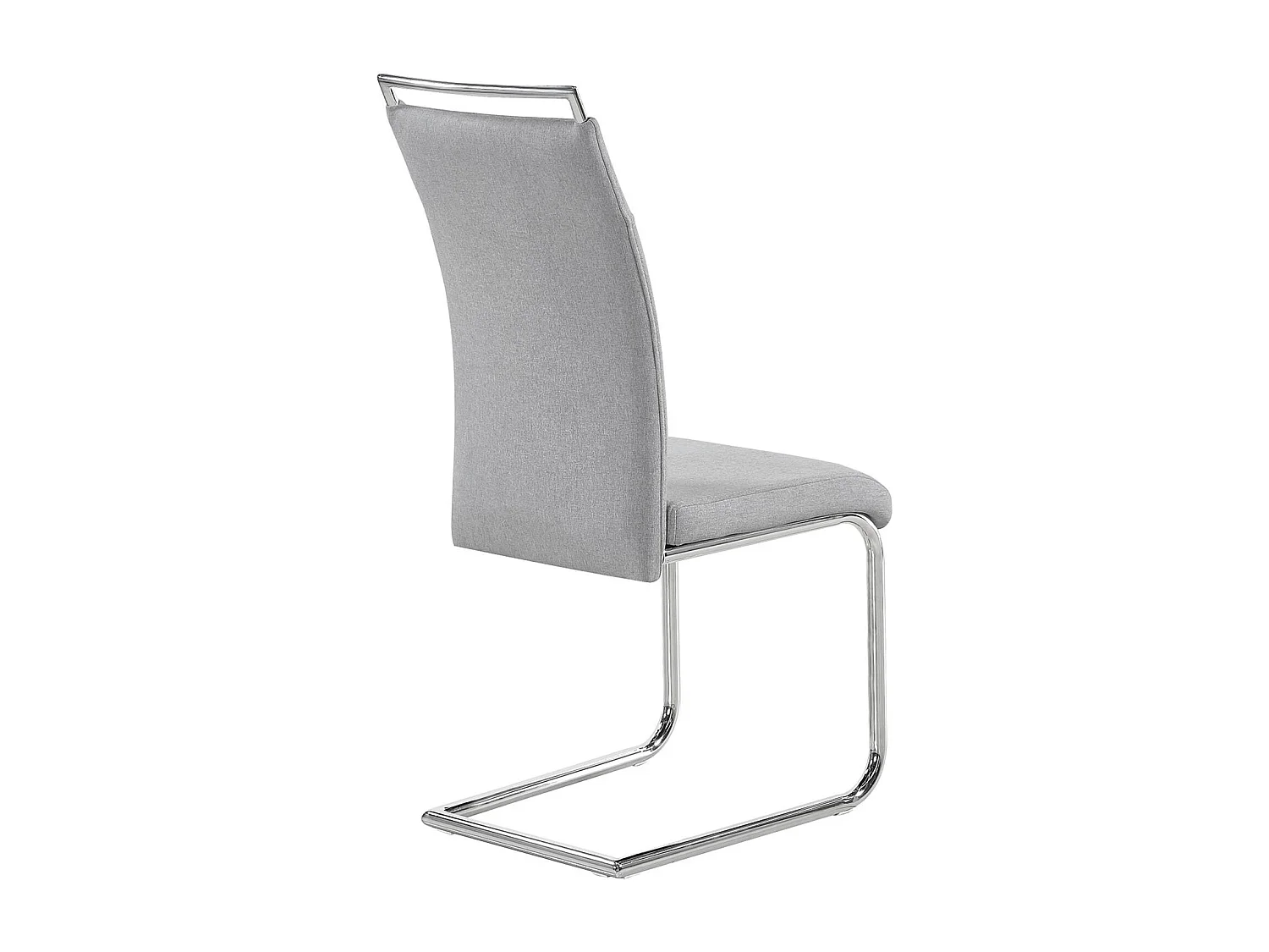 Lot de 4 chaises de salle à manger ou cuisine ERICA avec assise rembourrée poignée et piètement chromé, revêtement tissu gris clair