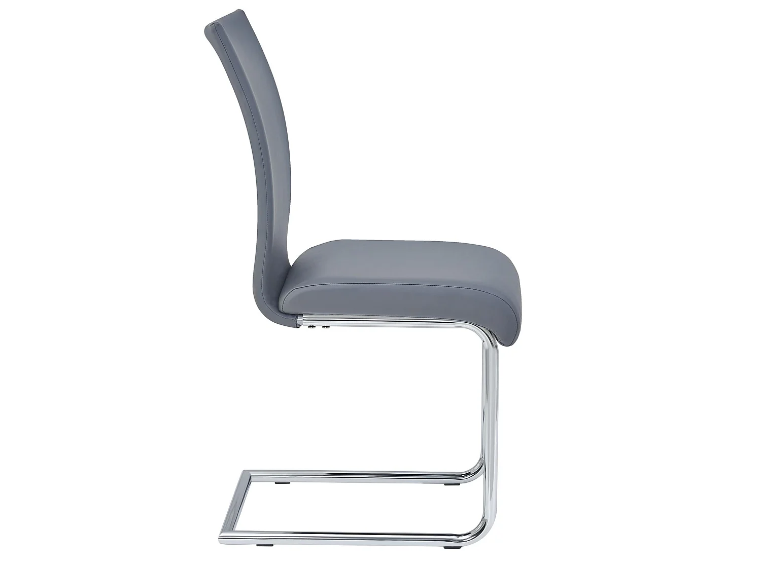 Lot de 4 chaises de salle à manger ALADINO piètement chromé revêtement synthétique gris