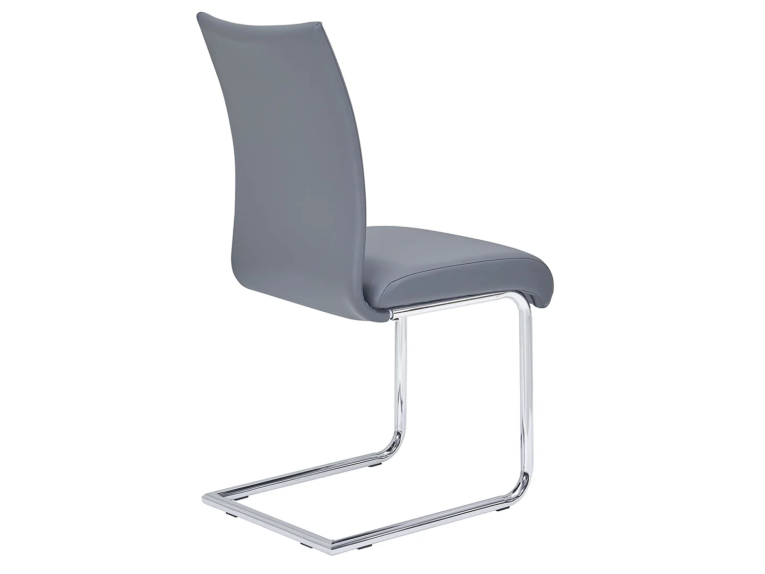 Lot de 4 chaises de salle à manger ALADINO piètement chromé revêtement synthétique gris