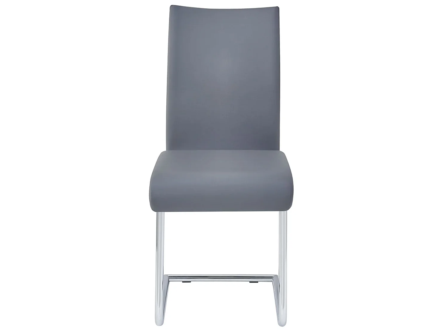 Lot de 4 chaises de salle à manger ALADINO piètement chromé revêtement synthétique gris