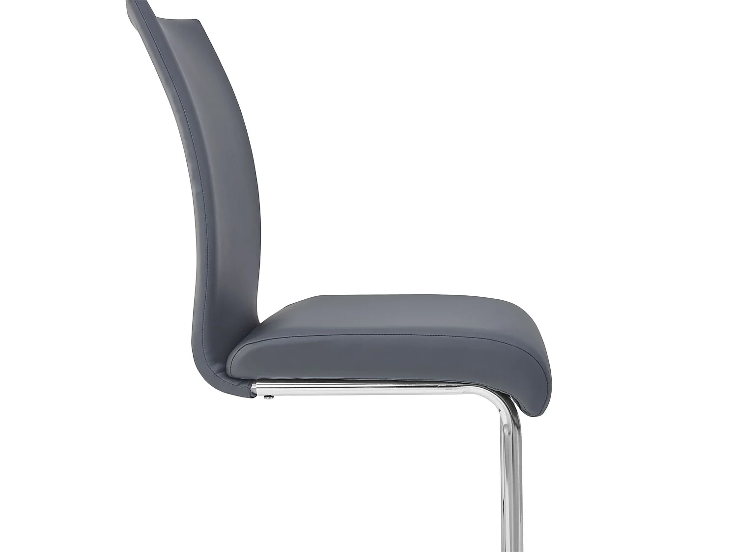 Lot de 4 chaises de salle à manger ALADINO piètement chromé revêtement synthétique gris