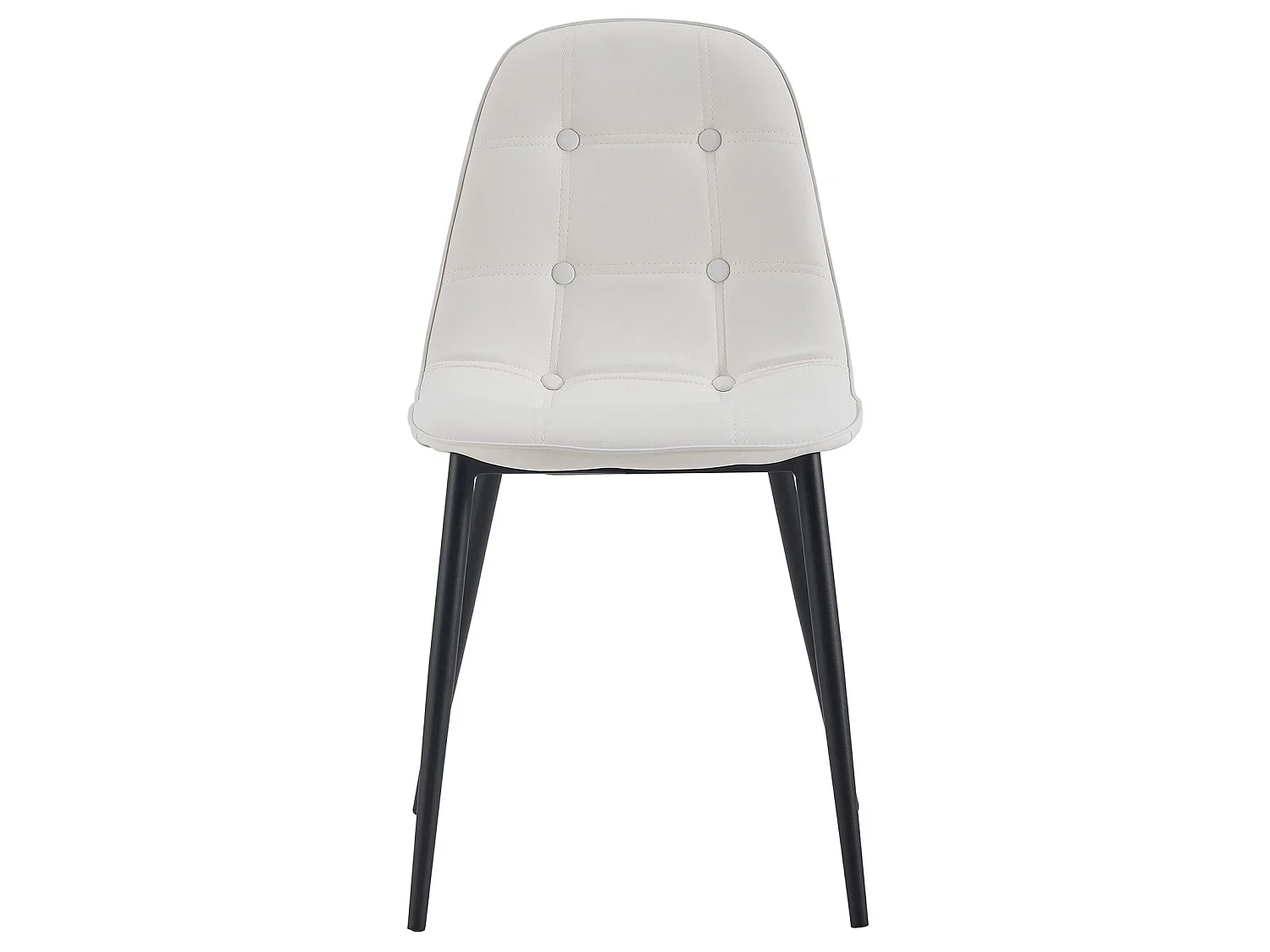 Lot de 4 chaises ALVARO pour salle à manger ou cuisine avec 4 pieds en métal noir et assise capitonnée, revêtement synthétique blanc