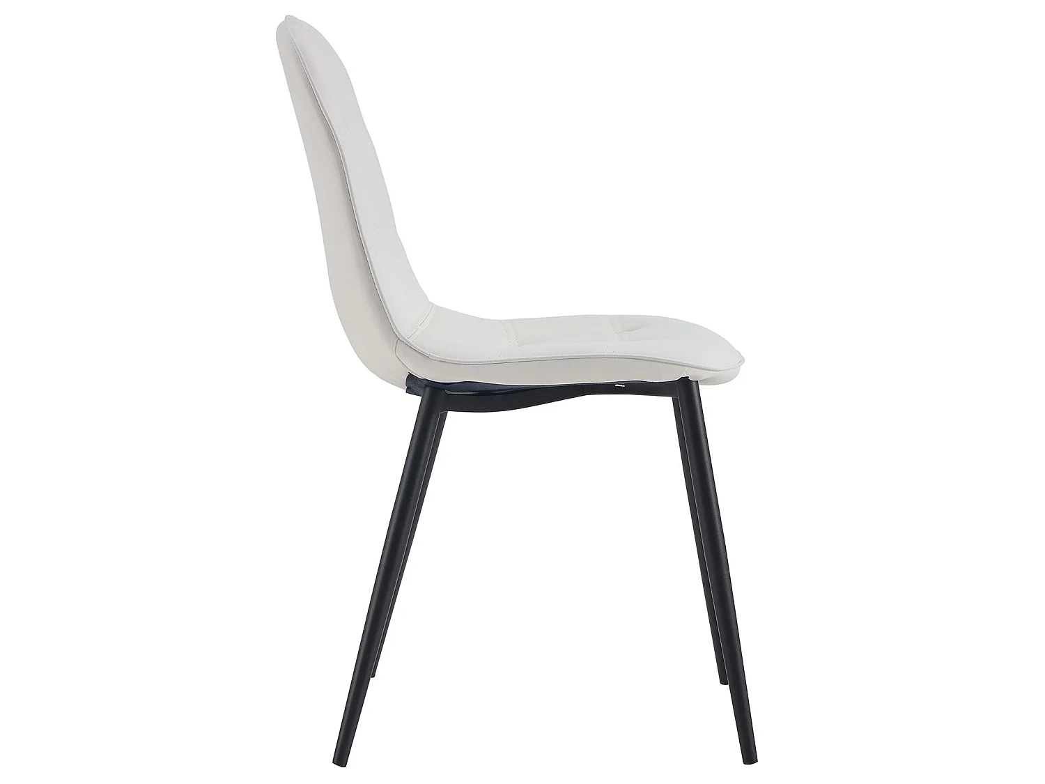 Lot de 4 chaises ALVARO pour salle à manger ou cuisine avec 4 pieds en métal noir et assise capitonnée, revêtement synthétique blanc
