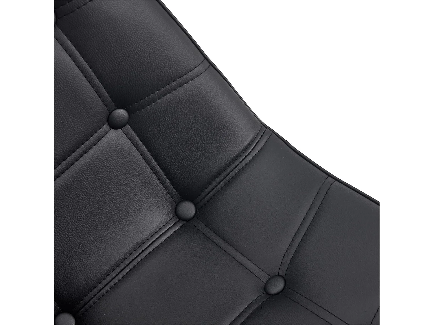 Lot de 4 chaises ALVARO pour salle à manger ou cuisine avec 4 pieds en métal noir et assise capitonnée, revêtement synthétique noir