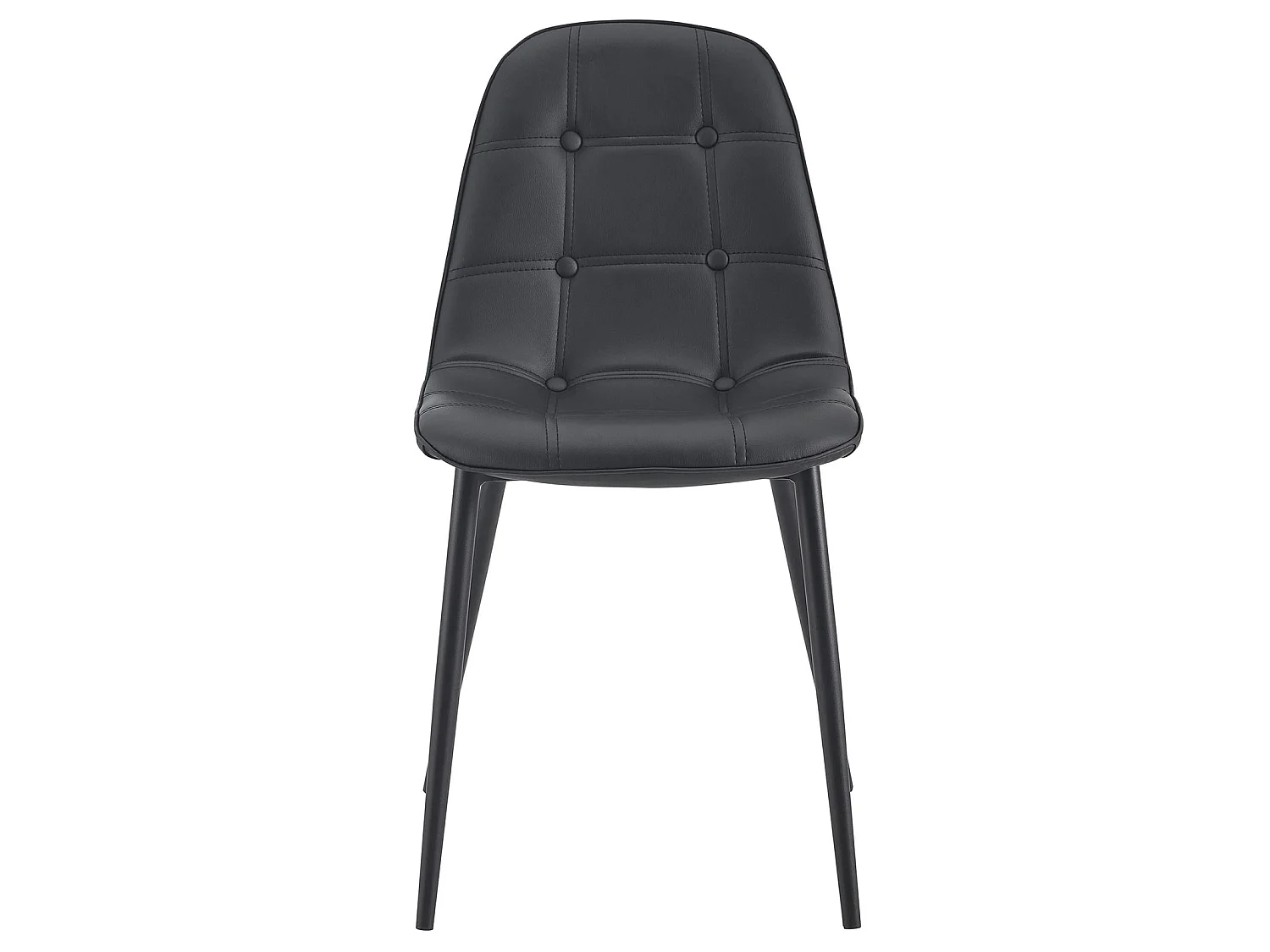 Lot de 4 chaises ALVARO pour salle à manger ou cuisine avec 4 pieds en métal noir et assise capitonnée, revêtement synthétique noir