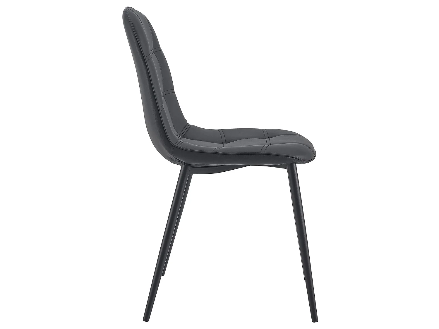 Lot de 4 chaises ALVARO pour salle à manger ou cuisine avec 4 pieds en métal noir et assise capitonnée, revêtement synthétique noir