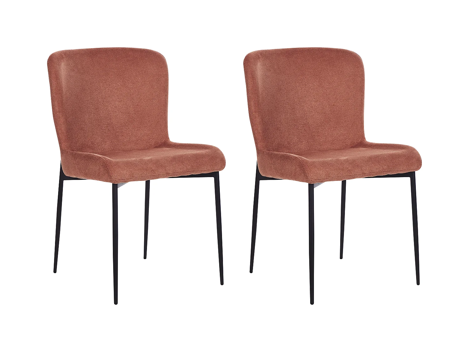 Esszimmerstuhl 2er Set Stoffbezug braun gestrickt Metallbeine schwarz Skandi Ada