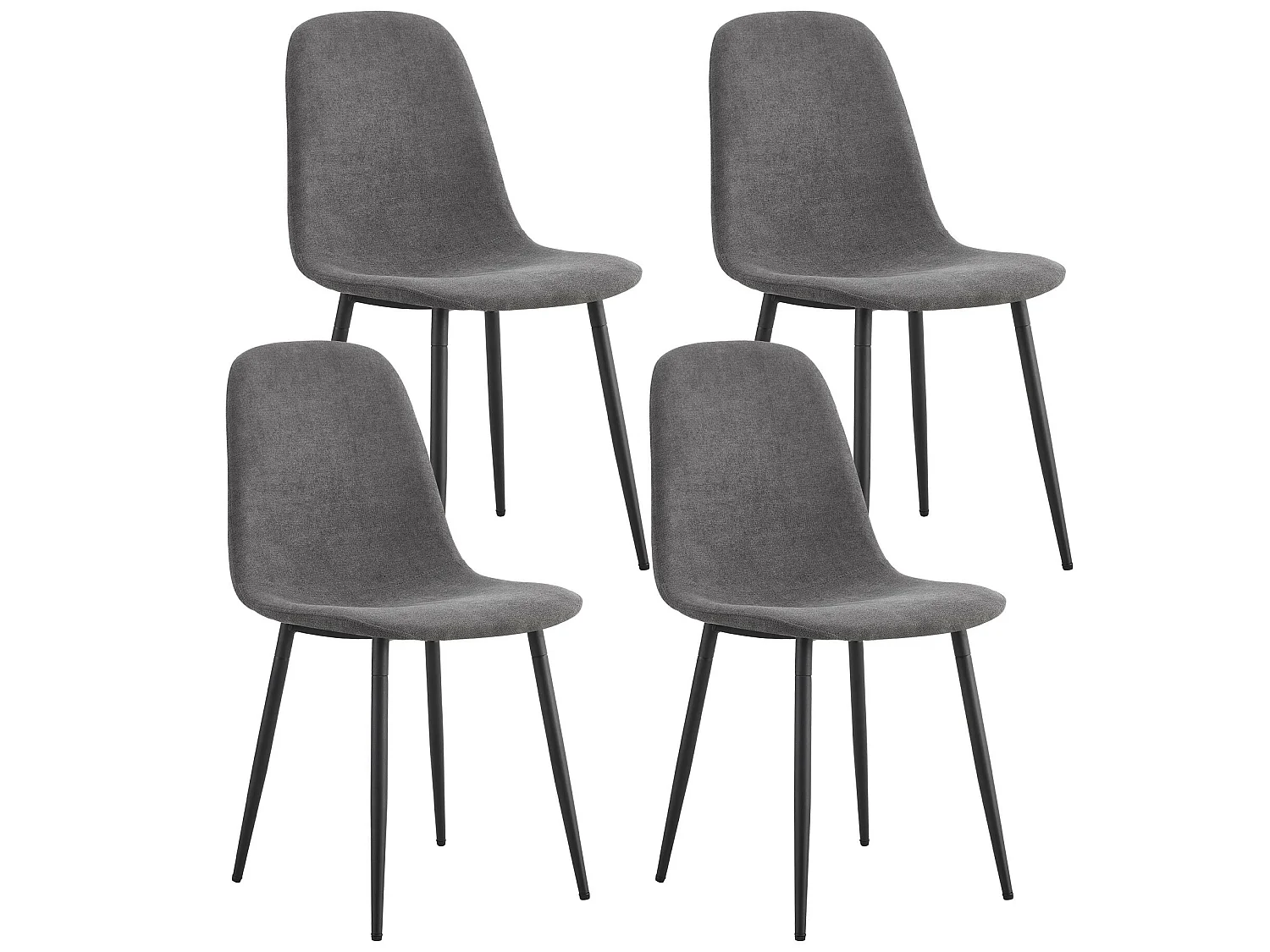 Set di 4 sedie in lino - gambe in acciaio nero - Grigio