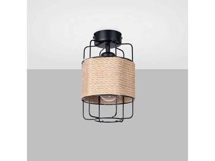 Plafonniers Gizur Industriel En Acier/Corde - 1 Sources Lumineuses - L.15 X H.25 Cm - Noir