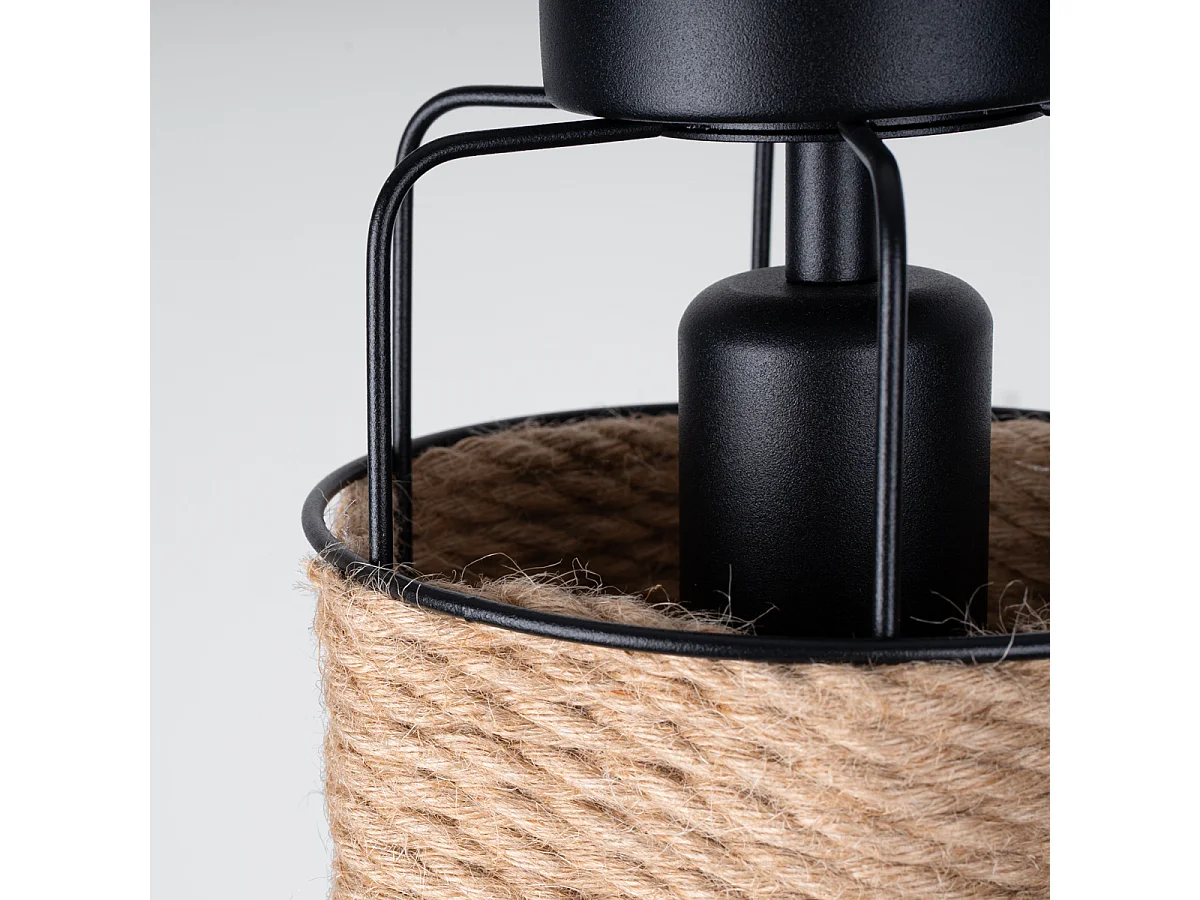 Plafonniers Gizur Industriel En Acier/Corde - 1 Sources Lumineuses - L.15 X H.25 Cm - Noir