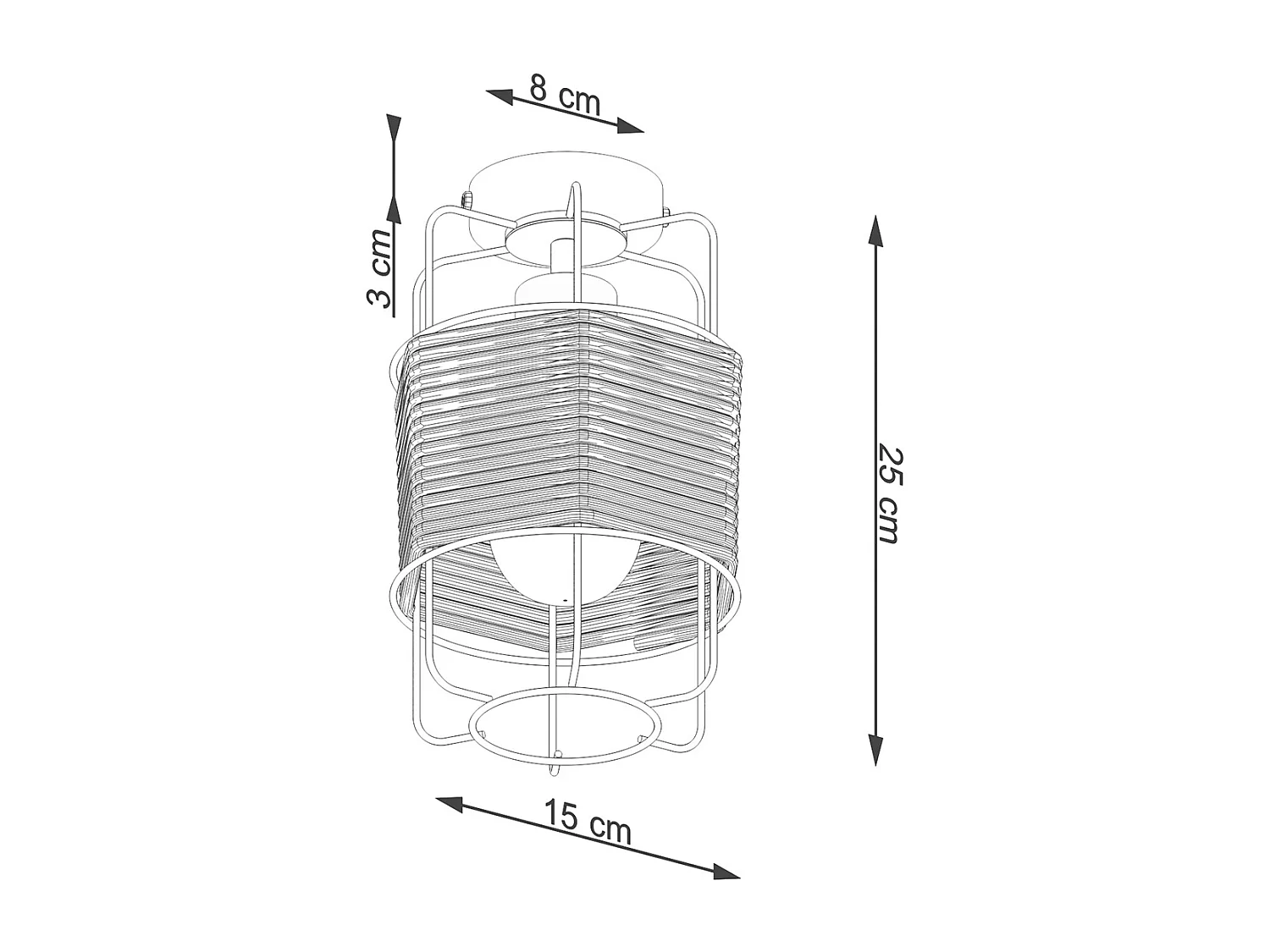 Plafonniers Gizur Industriel En Acier/Corde - 1 Sources Lumineuses - L.15 X H.25 Cm - Noir