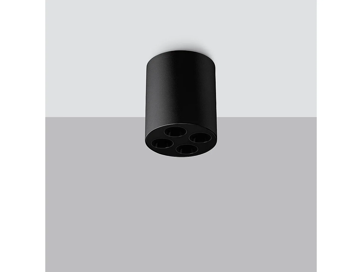 Lampada da soffitto ZOE minimalista di alluminio - 4 sorgenti luminose - L.7,2 x A.8,3 cm - nero