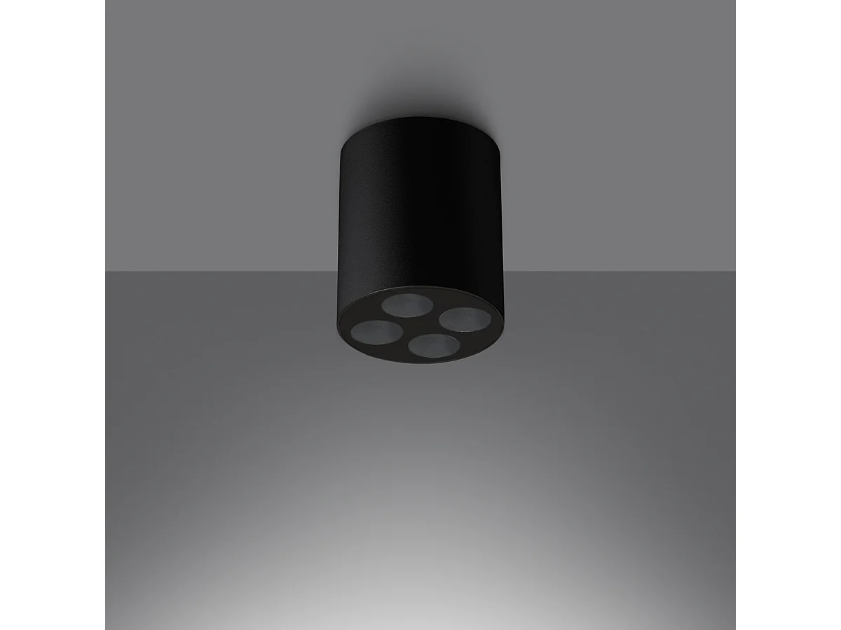 Lampada da soffitto ZOE minimalista di alluminio - 4 sorgenti luminose - L.7,2 x A.8,3 cm - nero